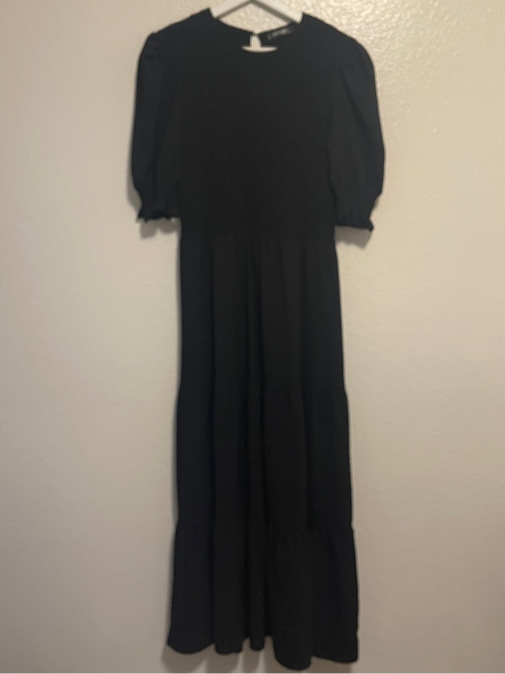 Black Puff Sleeve Maxi Dress